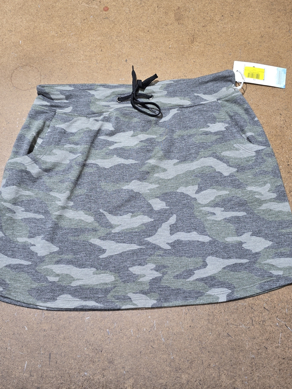 NWT Balance Collection Camouflage Drawstring Mini Skirt - Olive & Gray